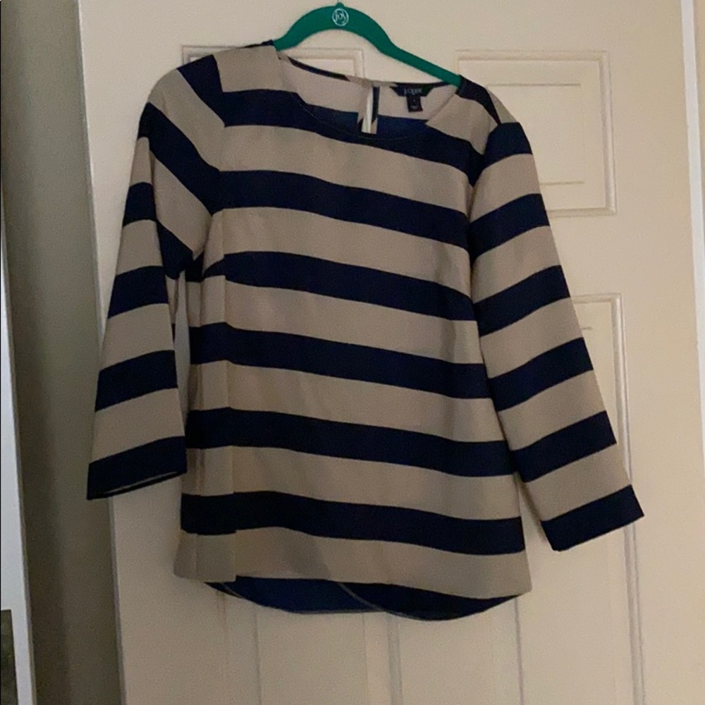 J Crew top in navy and tan size small